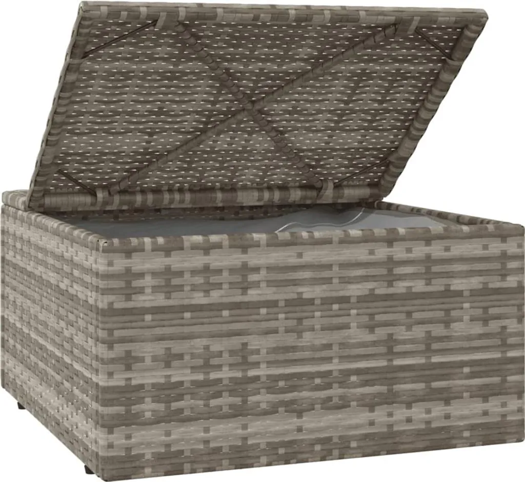 Tabouret extérieur en polyrotin résistant gris avec coussin de siège - 6