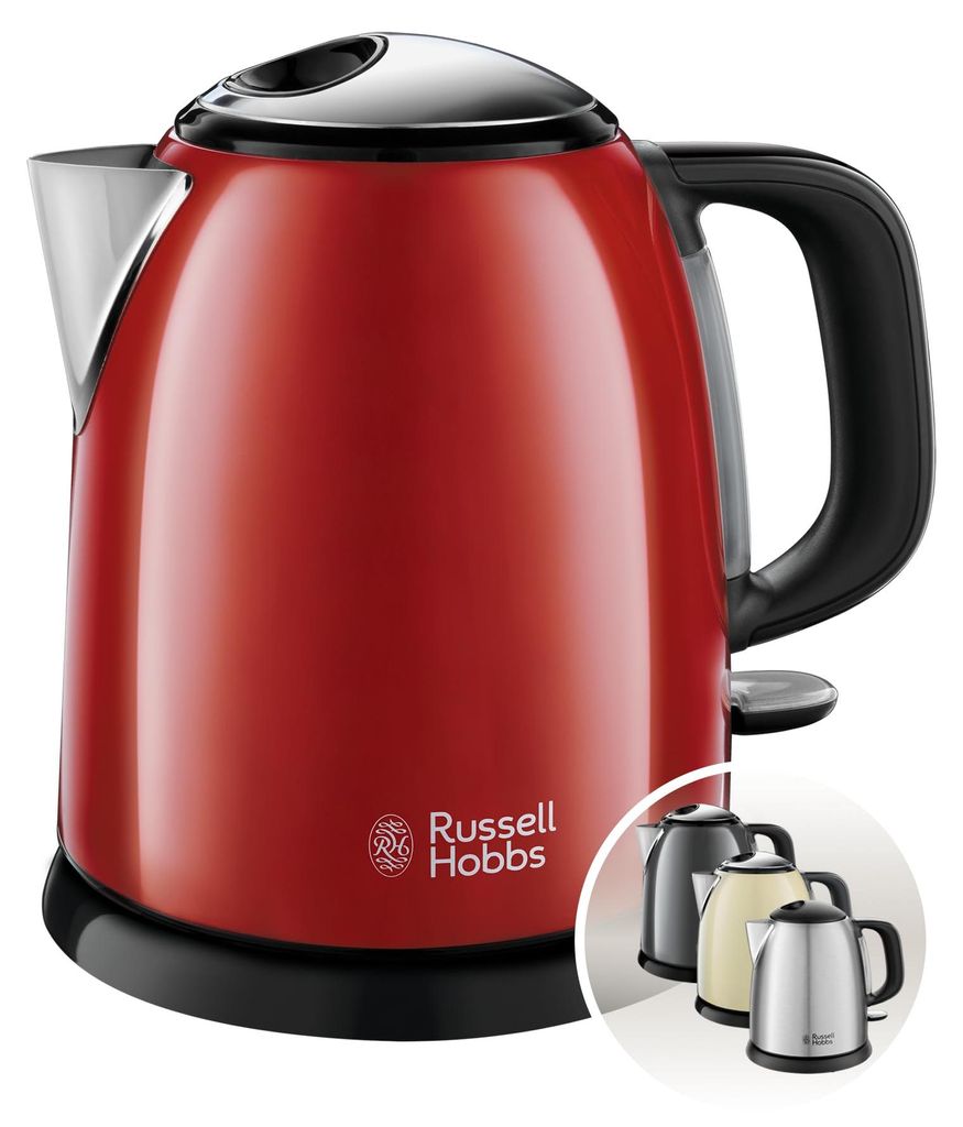 Draadloze waterkoker, 1 liter, 2400W, rood, Russell Hobbs, Productafbeelding 