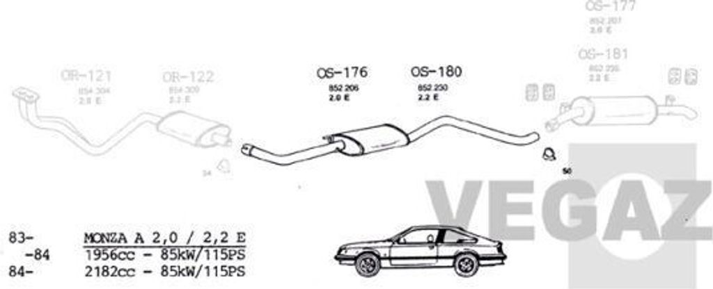 VEGAZ OS-176 Mittelschalldämpfer Schalldämpfer für OPEL MONZA A (22)