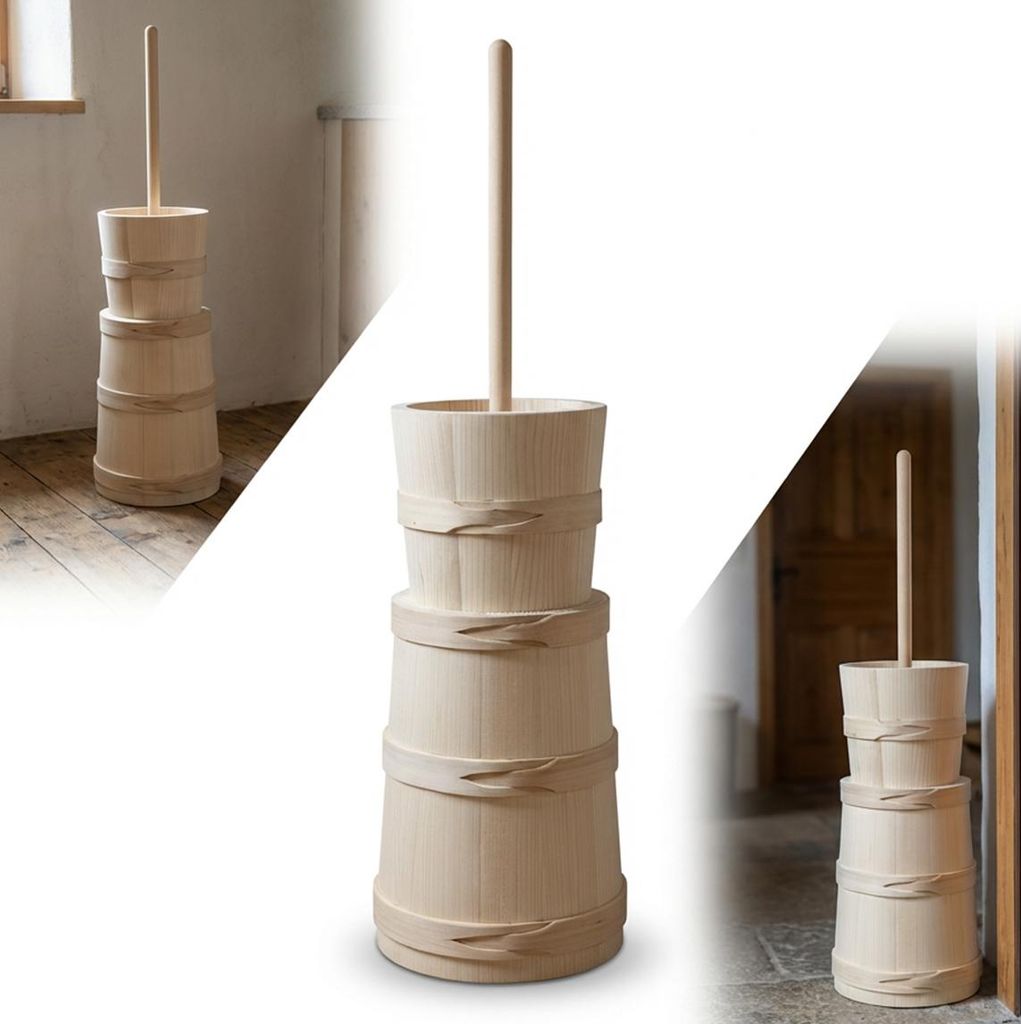 BARATTE À BEURRE EN BOIS 10 L avec pilon pour baratter le Image du produit 