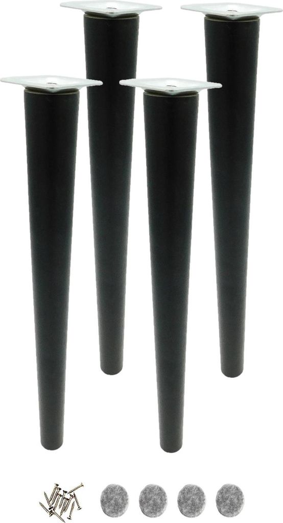 Holzfuß für Möbel 35 cm – Schwarze Buche mit Montageset, Produktbild 