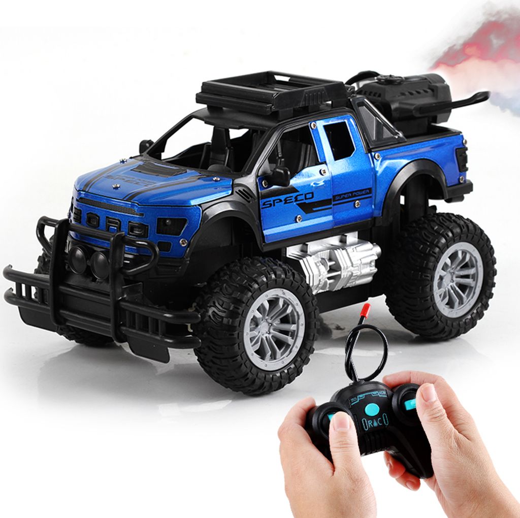 Ferngesteuertes Auto, Maßstab 1:18, All-Terrain-Sprühferngesteuertes Auto, wiederaufladbares elektrisches Geländefahrzeug mit LED-Scheinwerfern,...