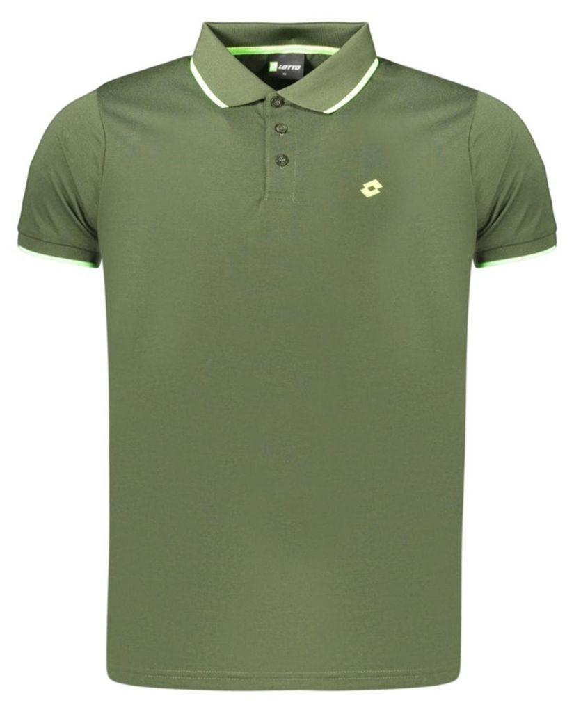 Grünes Kurzarm-Poloshirt für Herren mit Kontrastdetails & Druck