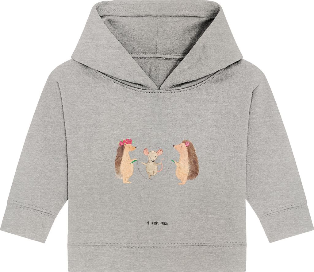 Mr. & Mrs. Panda Organic Baby Hoodie Igel Seilhüpfen 24. - 36. Monat - Heather Grey - Geschenk, Kapuzensweatshirt, Maus, Kapuzenshirt, Kinder, Lus...