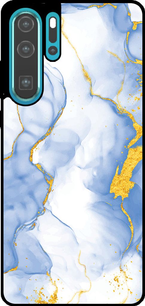 Smartphonica Telefon Fall geeignet für Huawei P30 Pro mit hellblau Gold Marmor Print - TPU Backcover Fall hellblau Gold Marmor Design