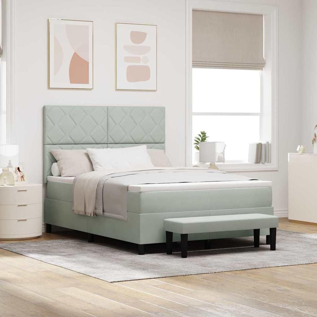 Maison Exclusive - Boxspringbett mit Kopfteil Hellgrau 200 x 140 cm Samt