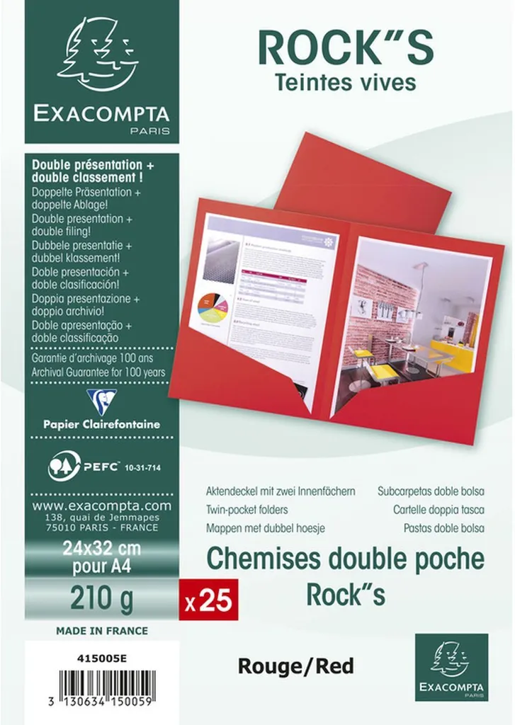 Exacompta Aktenmappe Rock's Rossa A4 - Eleganza e Ordine Professionale