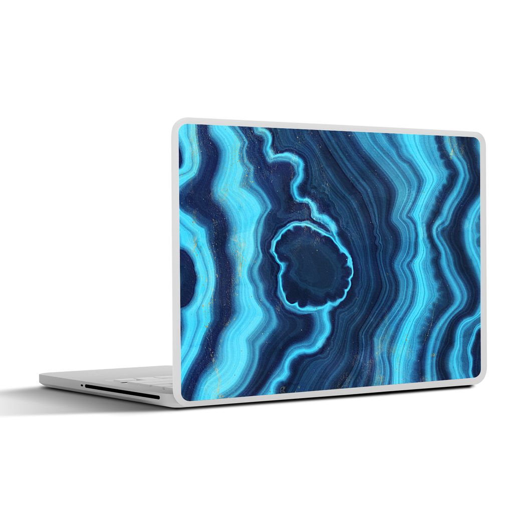 MuchoWow Laptop Aufkleber Sticker Cover Achat - Neon - Blau - Edelstein 32.5x23.5 cm - Sticker für Laptop - Selbstklebend