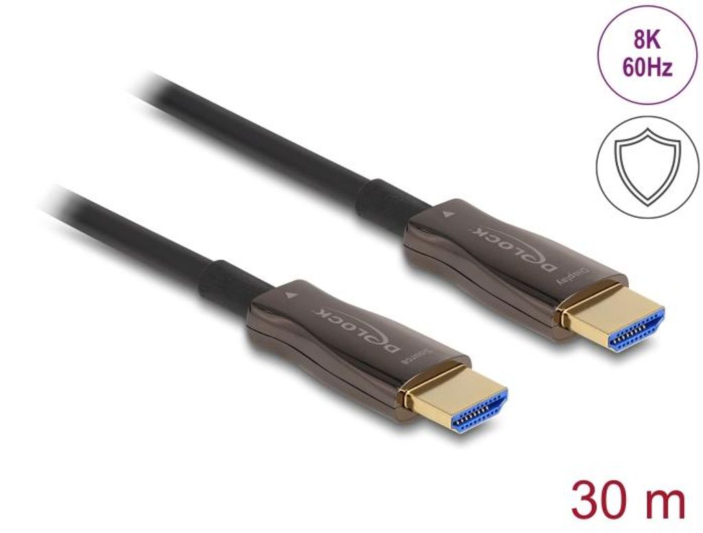 Delock Aktives Optisches HDMI Kabel mit Metallarmierung 8K 60 Hz 30 m