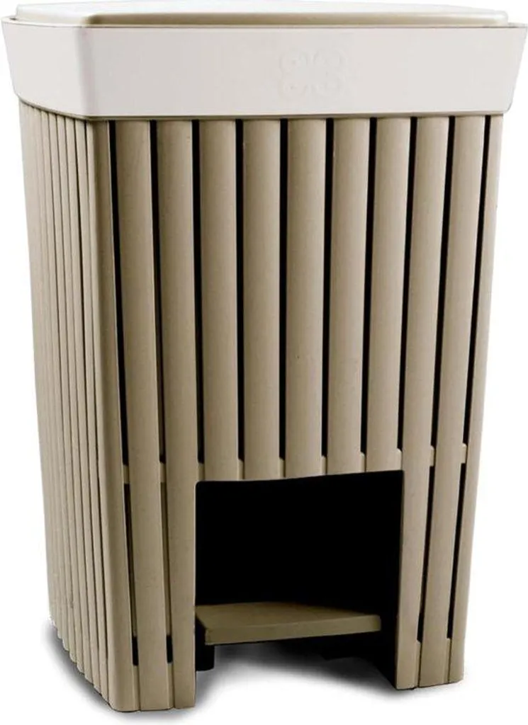 Poubelle 20L éco-conçue cappuccino avec pédale et couvercle hermétique