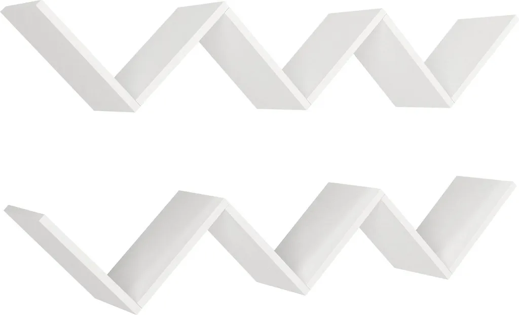 Étagère Murale Gain de Place Blanche Zig Zag pour Petits Espaces - 129cm