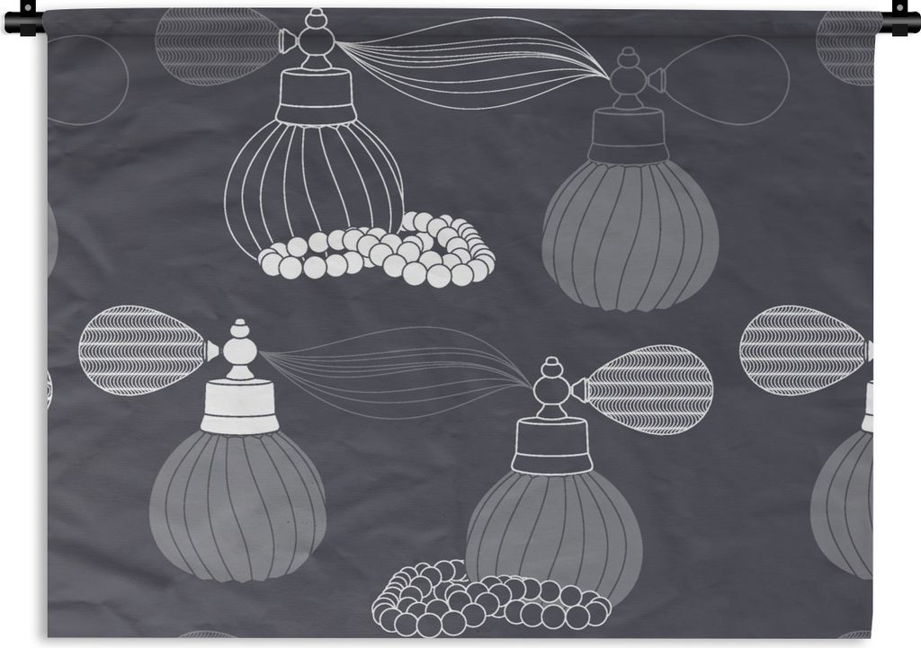 MuchoWow Wandteppich Wandbehang Parfüm - Halskette - Design 60x45 cm Tapisserie Dekoration Wandtuch - Das Schlafzimmer