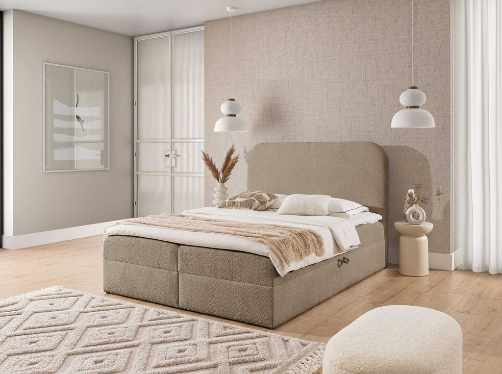 YOURHOUSE24 Boxspringbett Alba Doppelbett Bettgestell Lattenrost (Farbe: Coral 50, Größe: 160x200 cm)