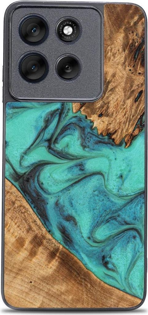 Holzhülle für Motorola Moto G56 5G, Bewood Unique Turquoise