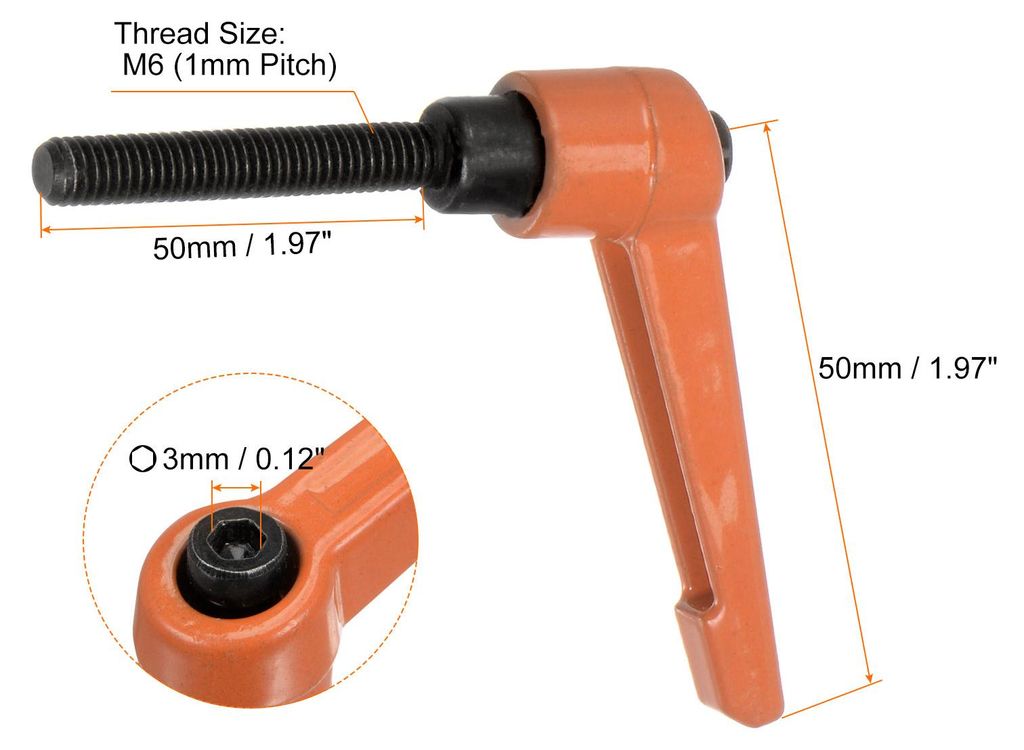 4 Stš¹ck Klemmhebel Griff M6 x 50mm Au?engewinde Schrauben Spritzbeschichter Kohlenstoffstahl Verstellbare Handgriffe Spannhebel Befestigung fš...