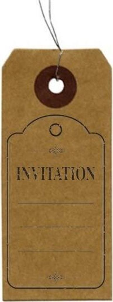 Kraft Etiketten + Holz Stempel 'Invitation'