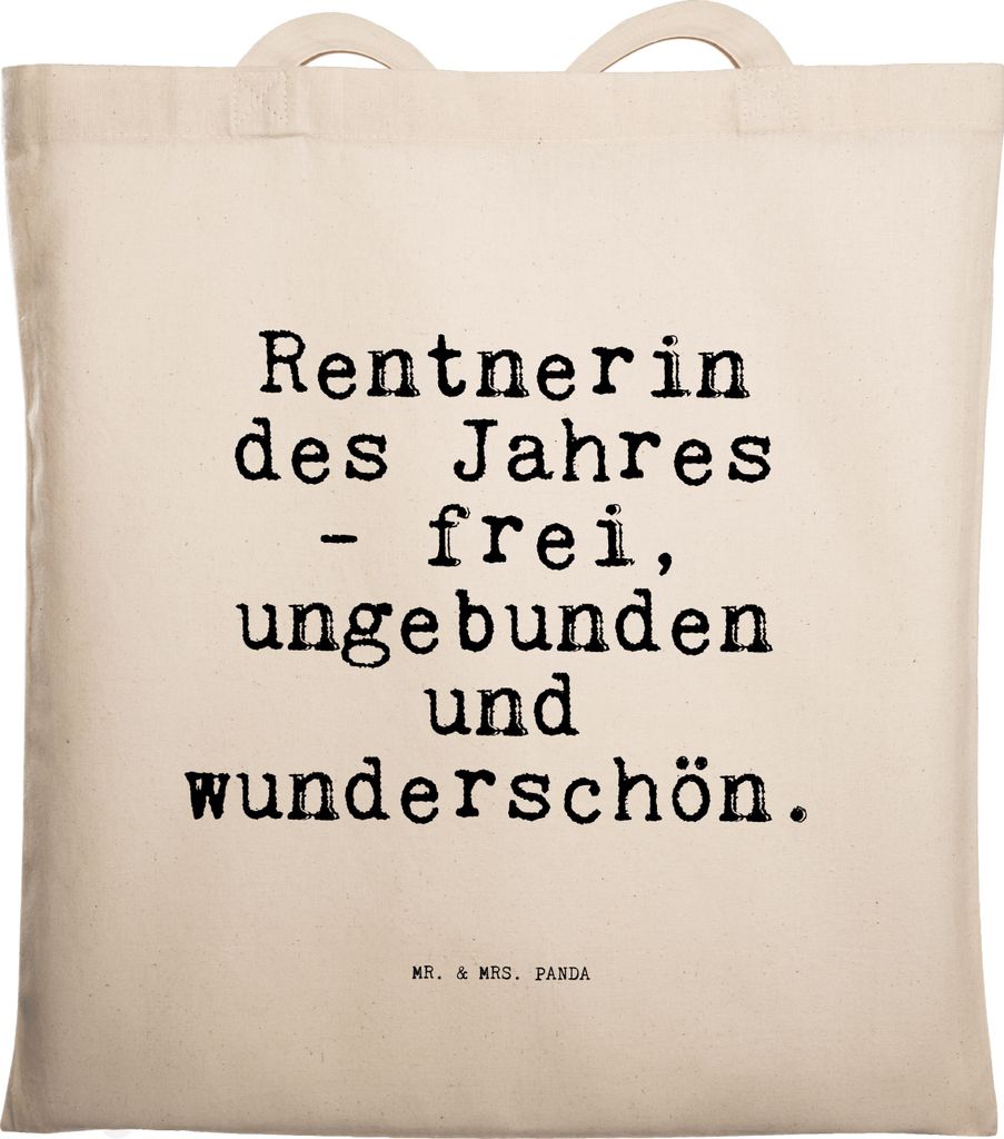 Mr. & Mrs. Panda Shopping Tasche Rentnerin des Jahres -... - Transparent - Geschenk, tragetasche baumwolle, Schultasche, Laptoptasche, Sprüche, Re...