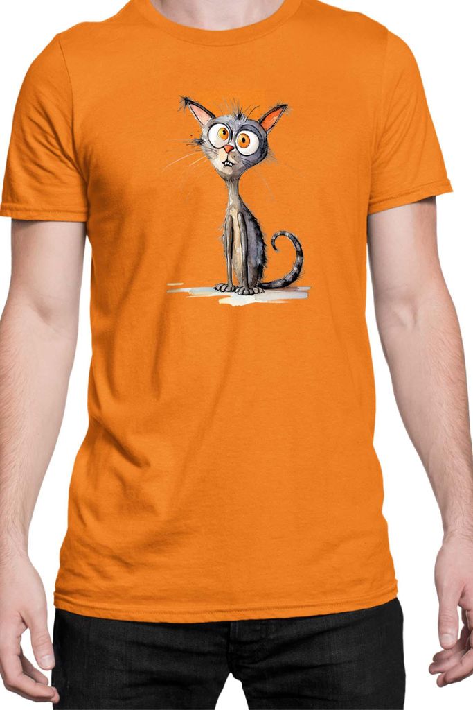 Herren T-Shirt Funny Cats Breeds Oriental Shorthair Cat, Man S / Orange