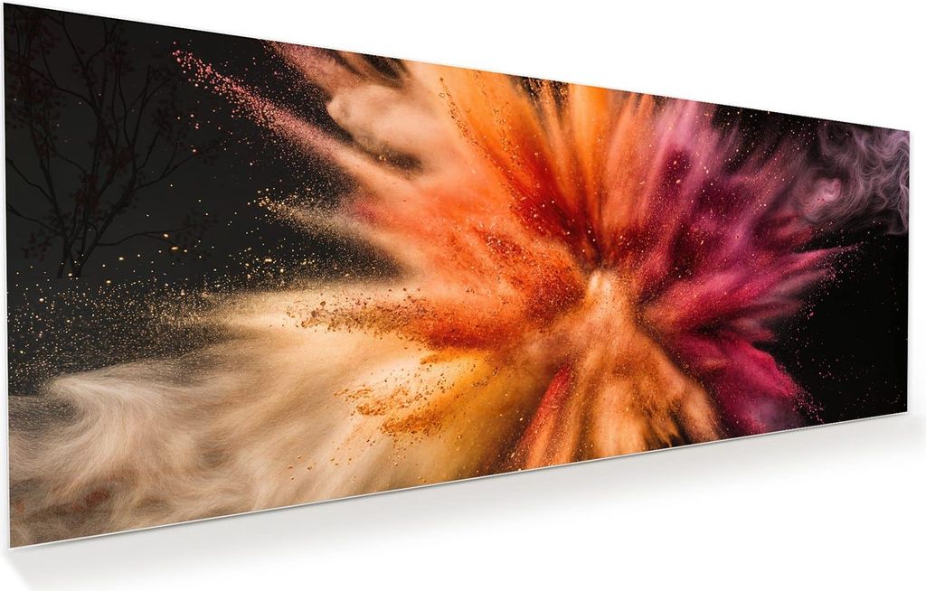 Glasbild 100x40cm in XXL für Wohnzimmer, Schlafzimmer Motiv Farbenexplosion