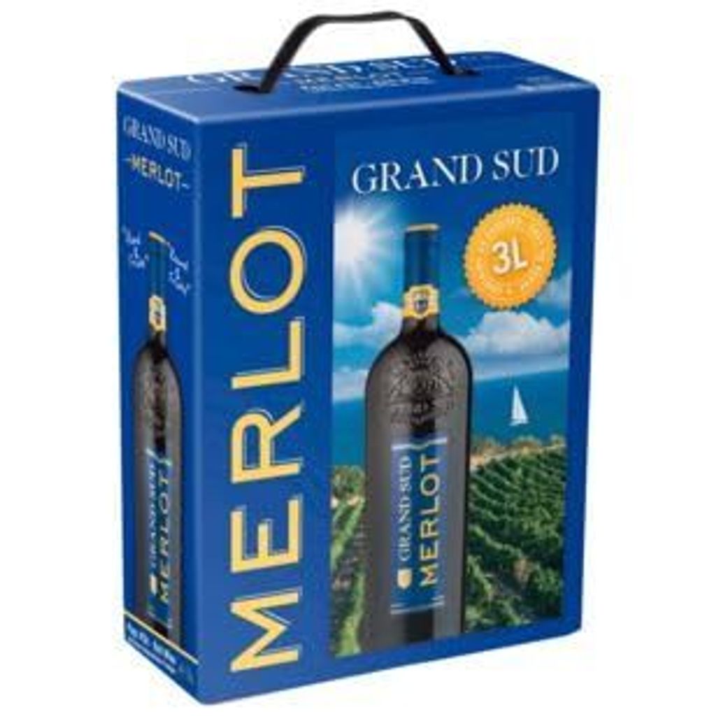 Grand Sud Merlot Rotwein 13.5% vol., Bag in Box 4er Pack (4 Produktbild 