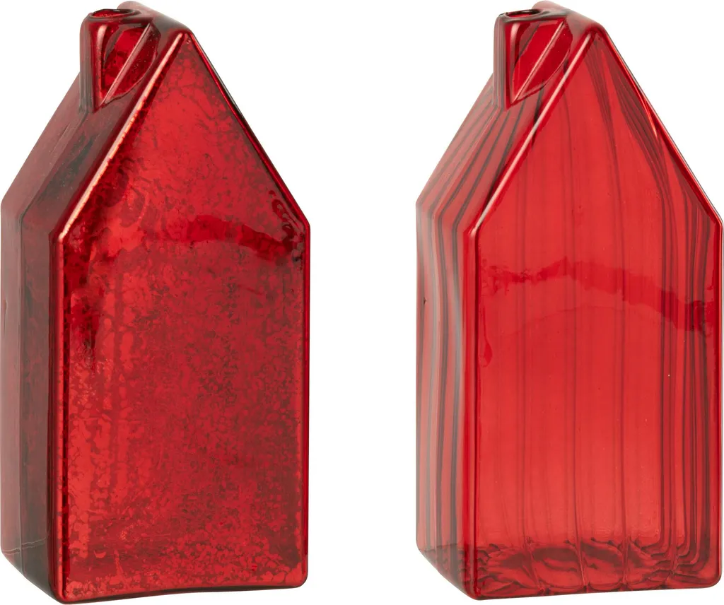 Ornement Verre Rouge Noël J-Line Maison Large - Finition Brillante