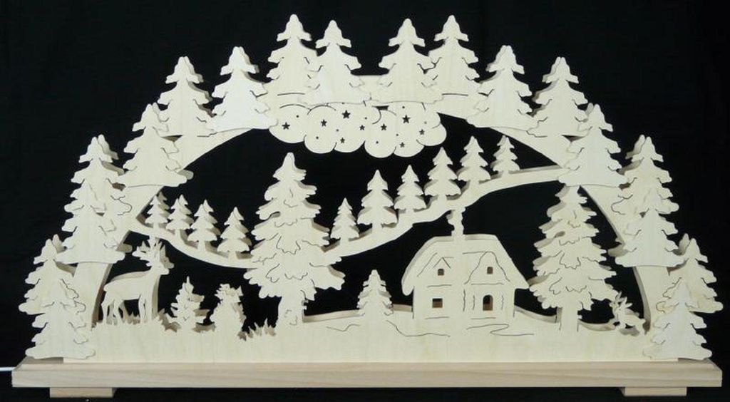 Schwibbogen mit Waldidyll und Beleuchtung BxHxT 70x37x7cm NEU