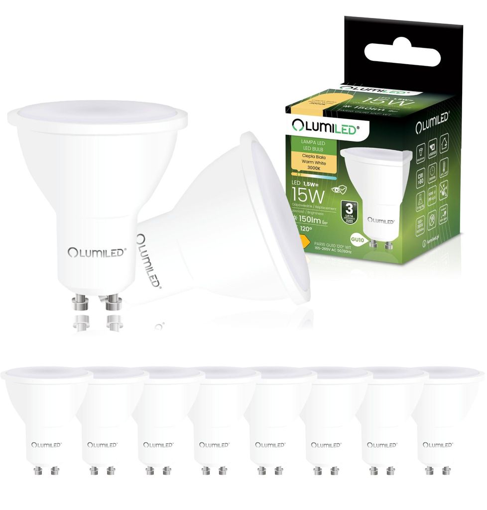 LUMILED GU10 LED Lampe PAR16 1,5W ersetzt 15W 150lm 3000K Produktbild 