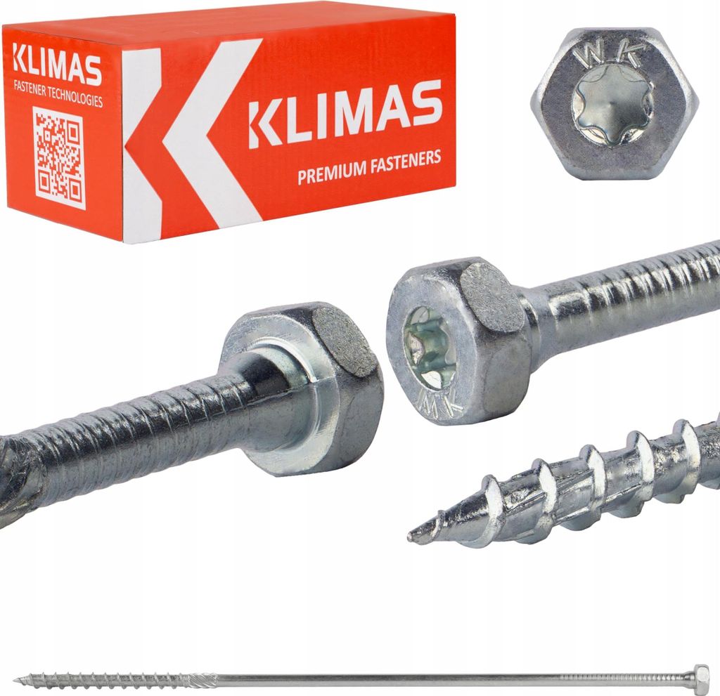 Klimas WKCH Holzbauschrauben Sechskantkopf 8 x 140 mm 50 Stk.