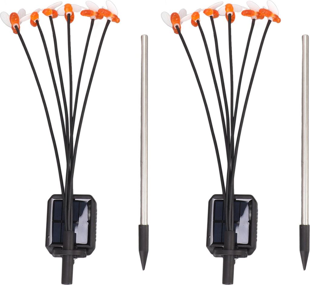 Solar Biene Pfahl Licht IP65 wasserdicht 6 Köpfe bunte lebensechte dekorative Pfahl Lampe für Garten Hof Rasen Party