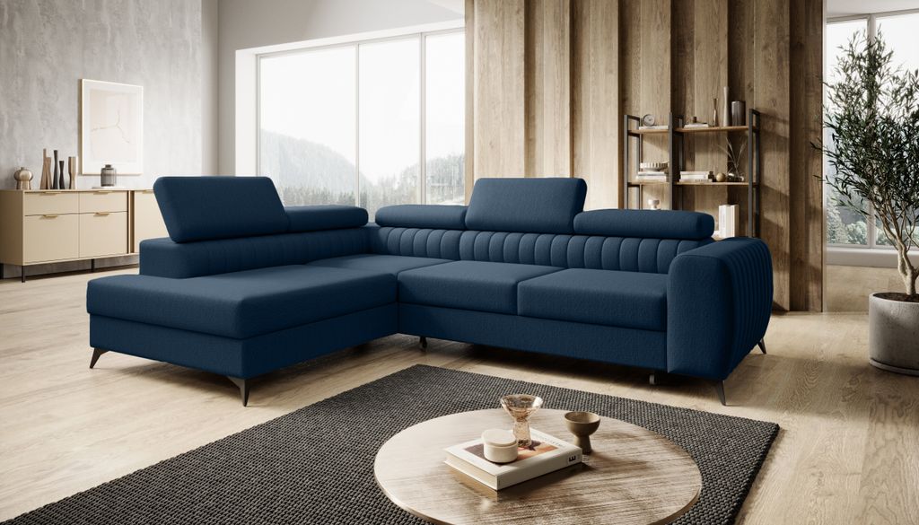 FURMEB24 ECKSOFA mit Schlaffunktion ALVIN links 270 x 203 cm DARK BLAU