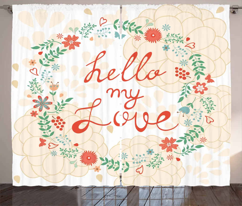 Rideaux de salon universels imprimés motif Bonjour mon amour 280x225