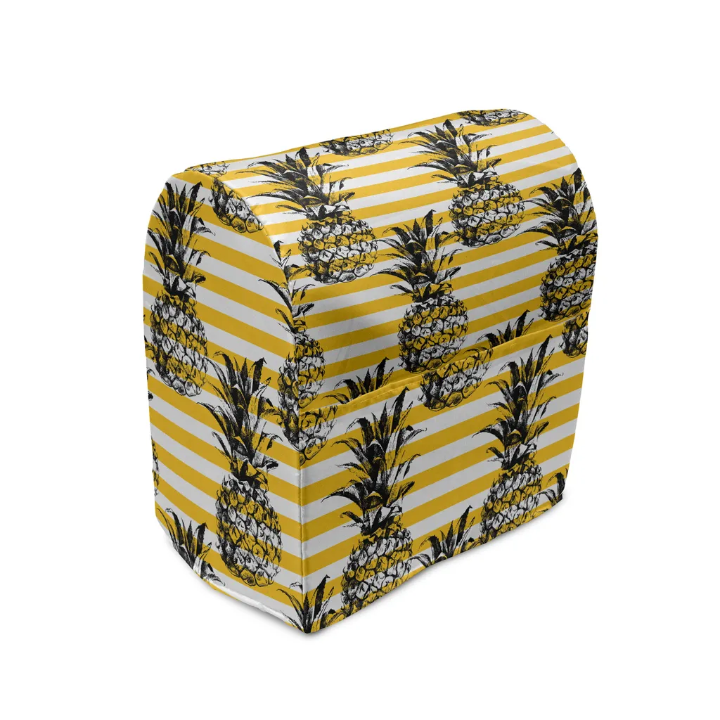 Housse pour Mixeur ABAKUHAUS Grunge Rayures Rétro Noir et Jaune 36x39x24 cm