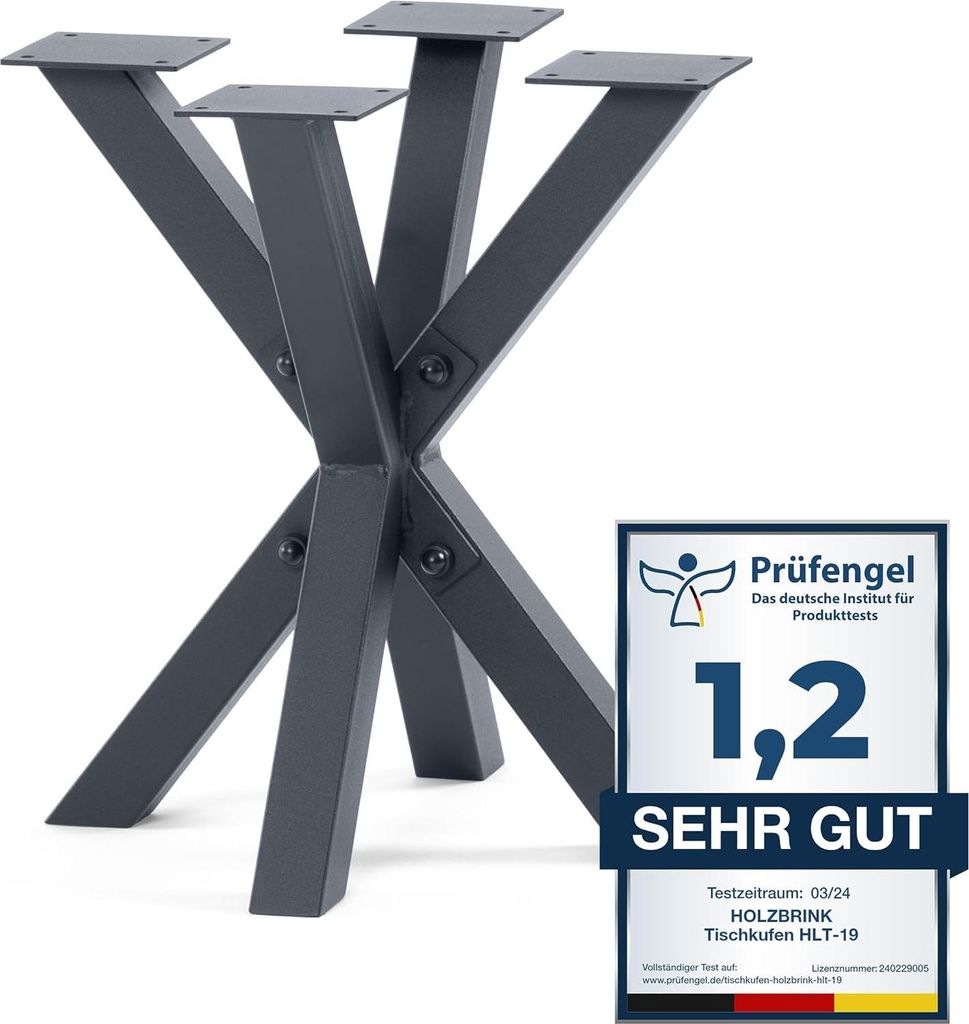 HOLZBRINK Tischbeine aus Metall, Tischgestell für Beistelltisch Computertisch Gartentisch, 40x40x43 cm (LxBxH), Grau, 1 Stück