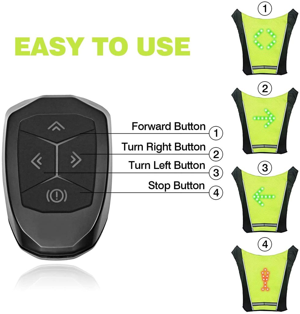 yozhiqu Warnweste LED-Blinker-Rucksack, Fahrrad-Fernbedienung LED-Warnrucksack(Unisex)  Outdoor wasserdicht, für sichere Nacht Reiten / Laufen / Wandern