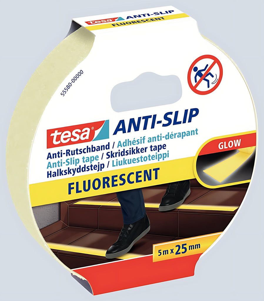 tesa Anti Rutschband 25 mm x 5,0 m fluoreszierend