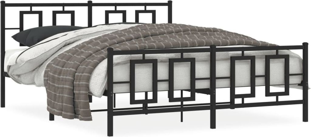 Möbel Bettgestell mit Kopf- und Fußteil Metall Schwarz 150x200 cm - Klassische Betten 374261