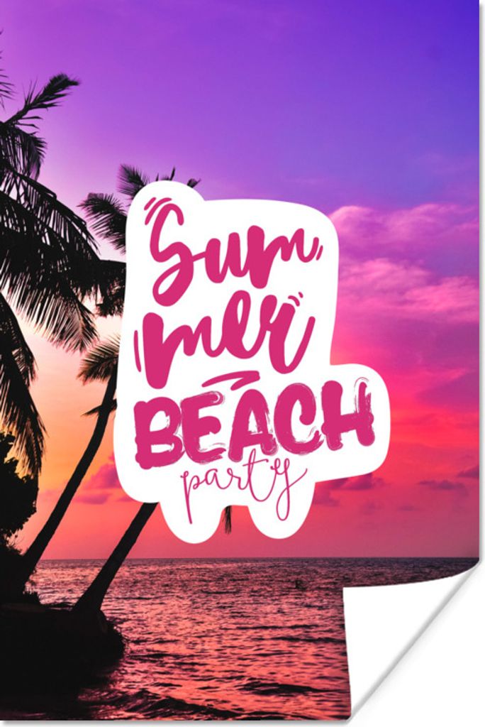 MuchoWow Poster Sommer - Zitate - Rosa 120x180 cm - Kunstposter