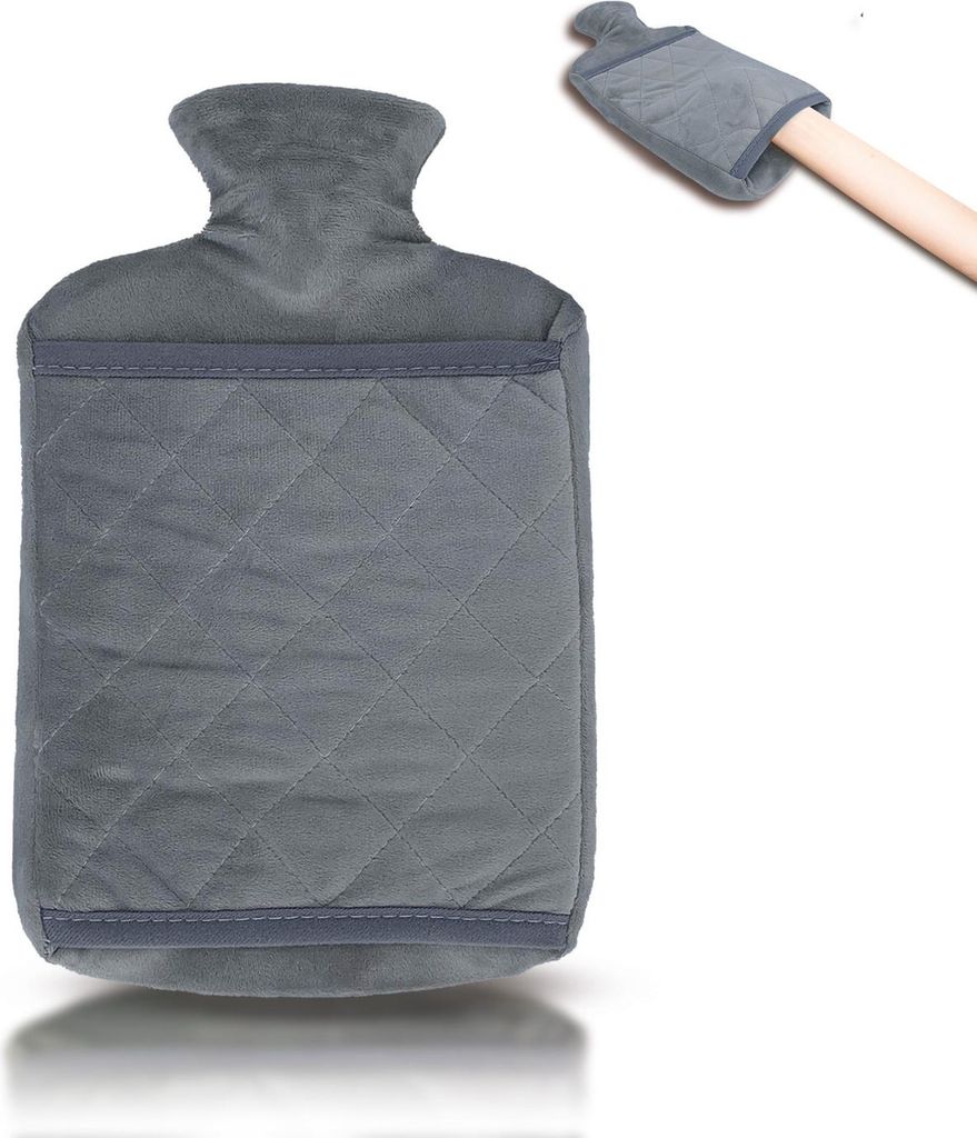 Wärmflasche 2.0L mit Deckel und Kuschelweichem Fellbezug, Produktbild 