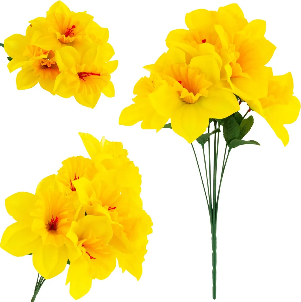Fleurs artificielles narcisses : bouquet de 8 jonquilles décoratives