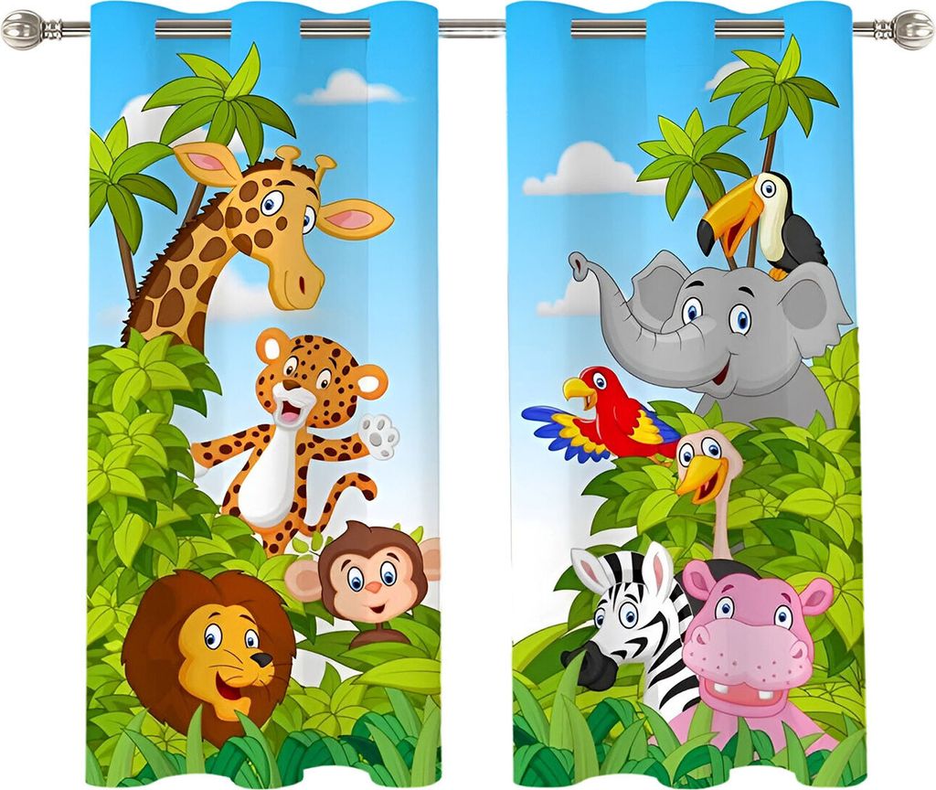 Fertige Kindervorhänge 90x210cm - Safari