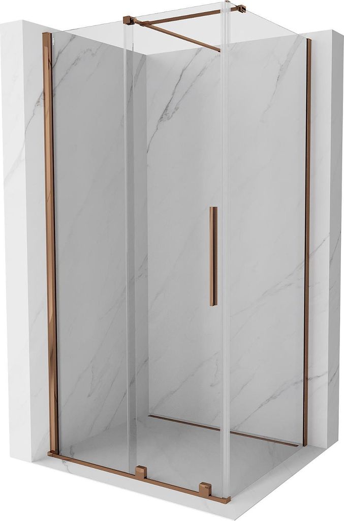 Mexen Velar ausziehbare Duschabtrennung 90 x 120 cm, transparent, Rosa Gold - 871-090-120-01-60