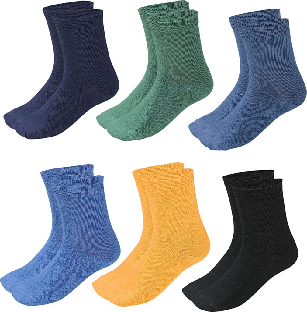 TupTam Kinder Socken Bunt Gemustert 6er Pack für Mädchen und Jungen, Farbe: Dunkelblau Blau Jeans Gelb Schwarz Dunkelgrün , Socken Größe: 19-22