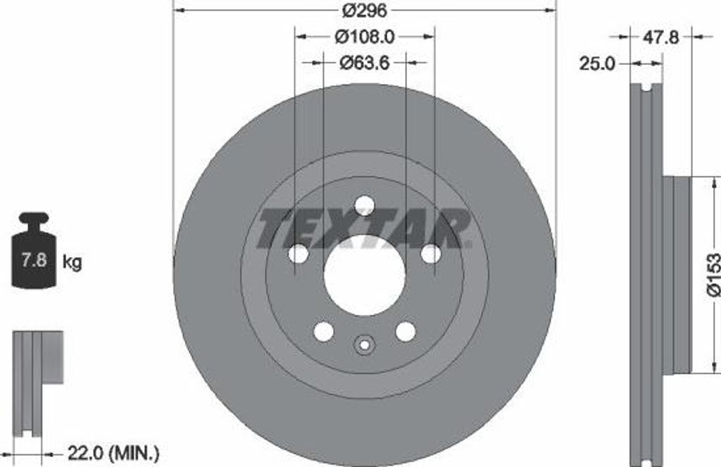 2x TEXTAR Bremsscheibe 92323905 für VOLVO XC40 (536) für LYNK & CO 01 SUV (CX11)