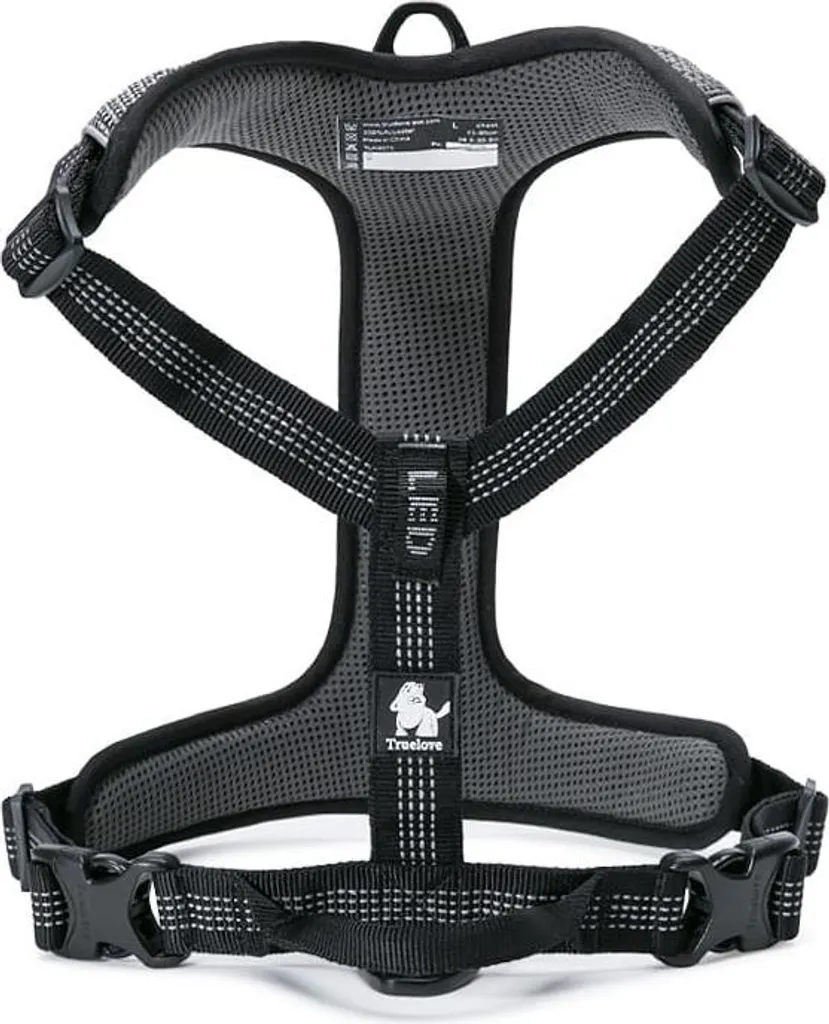 Harnais de marche confortable noir Truelove M pour chien qui tire en laisse