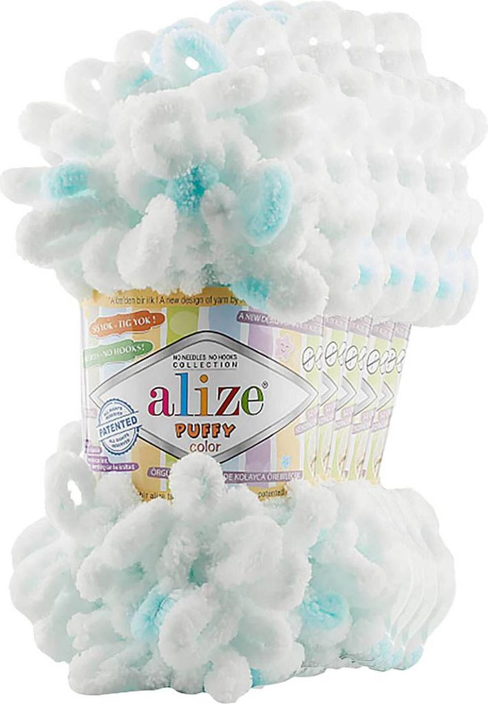 5 x 100g Strickgarn ALIZE Puffy Color Stricken ohne Nadeln Fingerstrickgarn