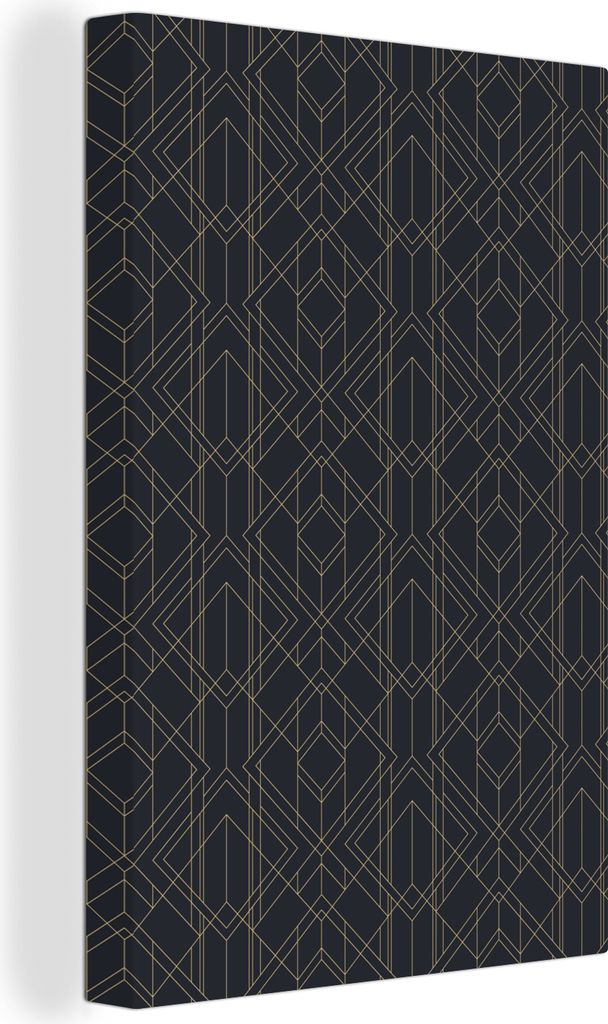 OneMillionCanvasses - Leinwandbilder - 90x140 cm, Muster - Art deco - Schwarz - Gold, Wandbilder Kunstdruck Wanddekoration - Foto auf Leinwand - ...