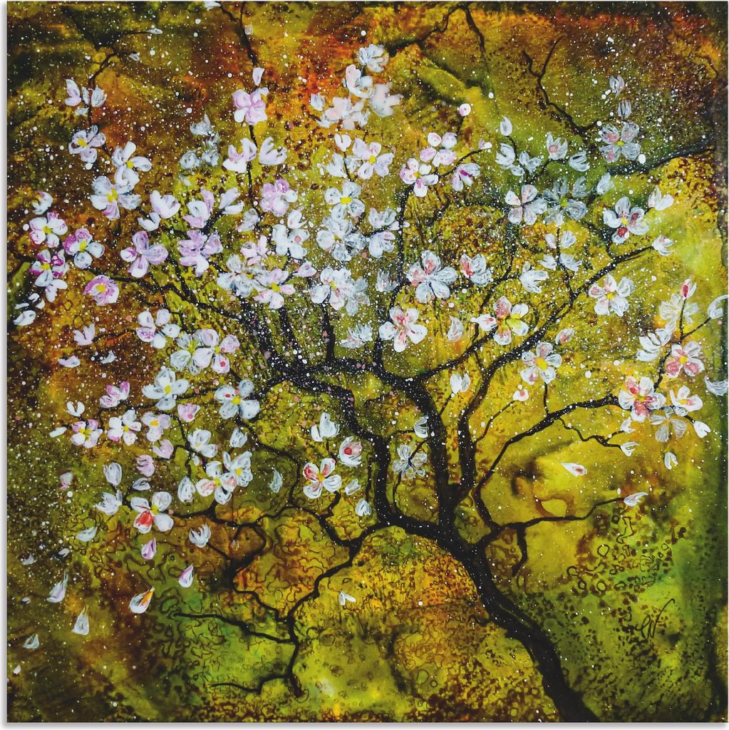 ARTland Wandbild Alu für Innen & Outdoor Kirschblüte Größe: 100x100 cm