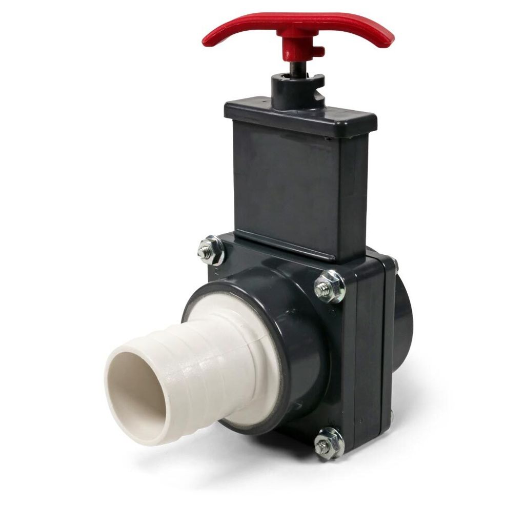 Praher Absperrschieber PVC Ø 50 mm Klebemuffe + Ø 38mm Schlauchanschluss