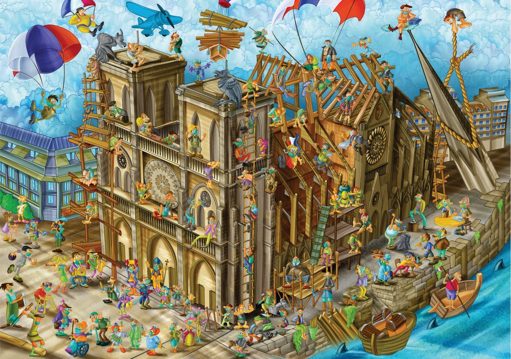 D-Toys Puzzle Notre Dame Cartoon 1000 Teile buntes Legespiel