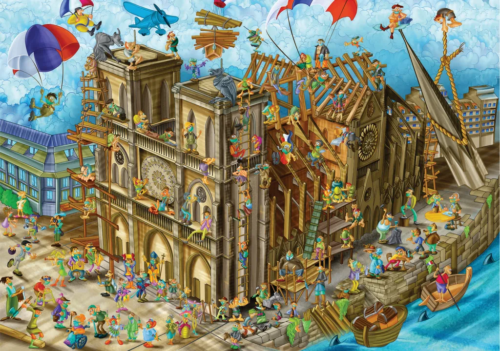 Activité détente : Puzzle 1000 pièces Notre Dame coloré pour la maison